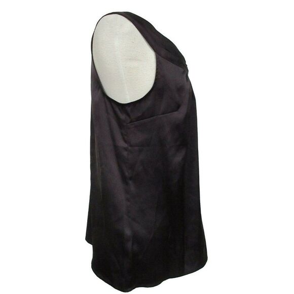 LOFT Fluted Scoop Neck Pullover Blouse Sz M Sleeveless Stretch Top Plum - Picture 3 of 5